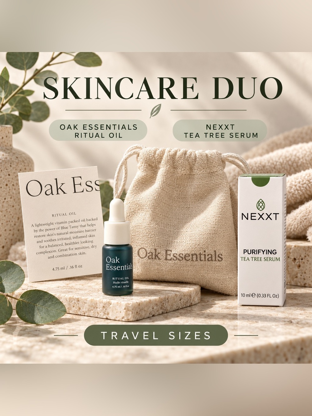 OAK ESSENTIALS & NEXXT TRAVEL-SIZE SKINCARE DUO